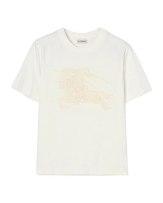 Burberry White Ekd Crewneck T-Shirt