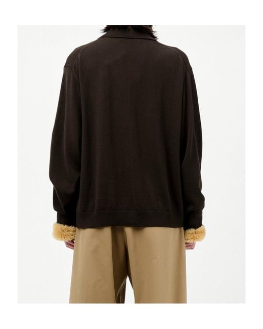 Our Legacy Black Tonal Argyle Pattern Evening Knitted Polo for men