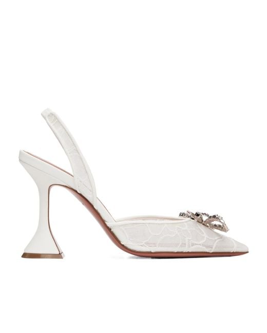 AMINA MUADDI Metallic Rosie Lace Sling 95 Pointed-Toe High-Heeled Sandals