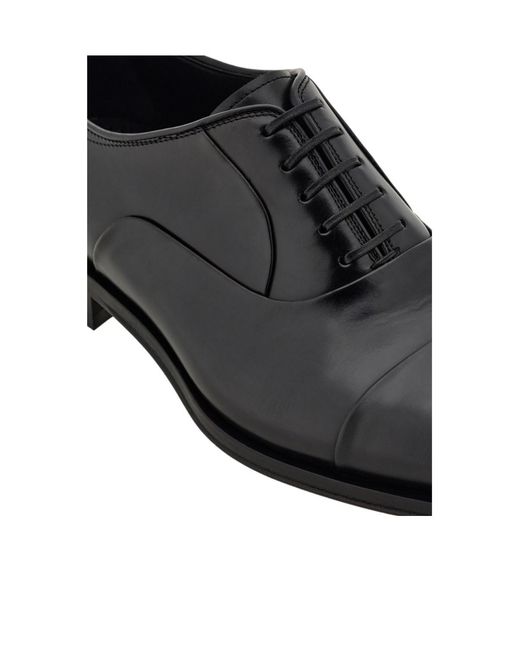 Ferragamo Black Oxford Shoe With Toe Cap for men