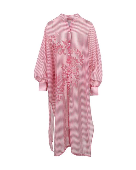 ERMANNO FIRENZE Pink Striped-Pattern Midi Dress