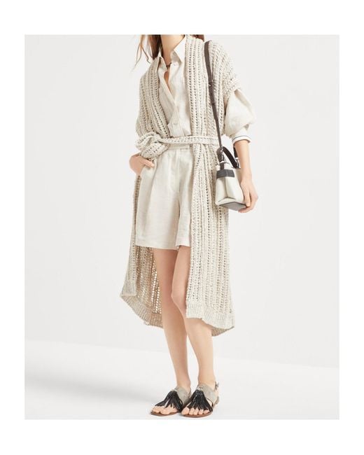 Brunello Cucinelli Natural Dazzling Cardi-Coat