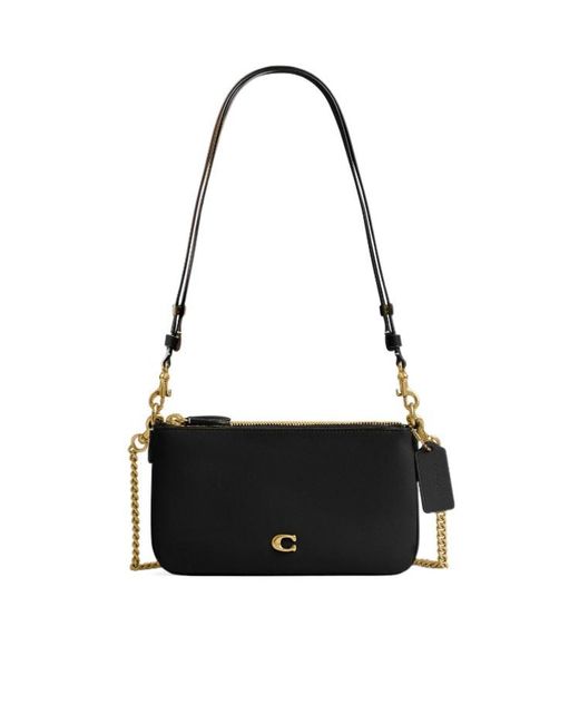 COACH Black Chain-Strap Leather Shoulder Bag