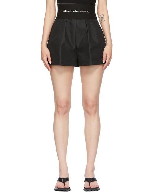 Alexander Wang Black Logo Waistband High-Waist Shorts