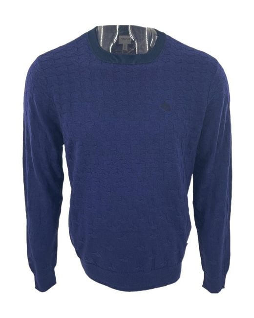 Armani Collezioni Blue Long-Sleeved Round-Neck Sweater for men