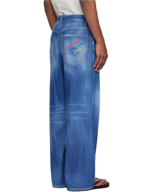 DSquared² Blue Summer Lovers Medium Wash Loose Jeans for men