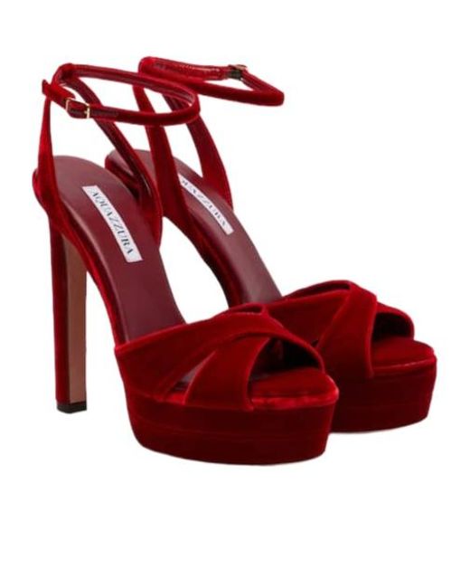 Aquazzura Red Versatile Velvet High-Heel Sandals