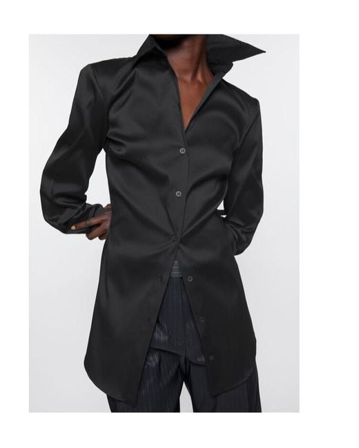 Acne Black Asymmetrical Button-Down Shirt