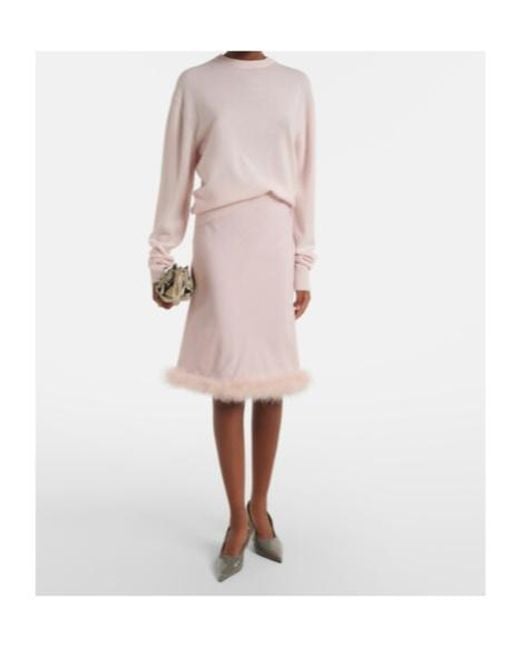 Dorothee Schumacher Pink Soft Vibes Feather-Trimmed Midi Skirt
