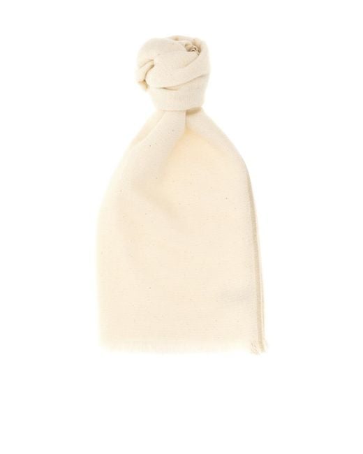 Brunello Cucinelli White Metallic Trim Scarf