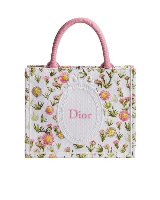 Dior White Small Book Tote With Strap
