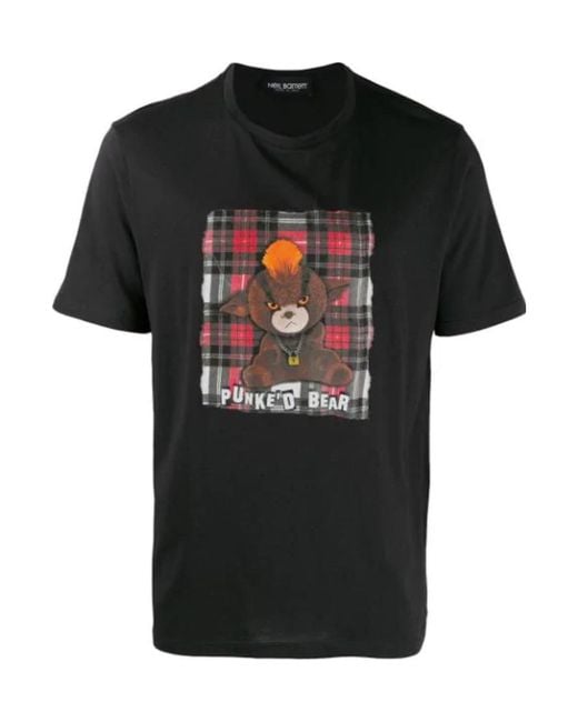 Neil Barrett Black Funke'D Bear Printed Short Sleeved T-Shirt for men