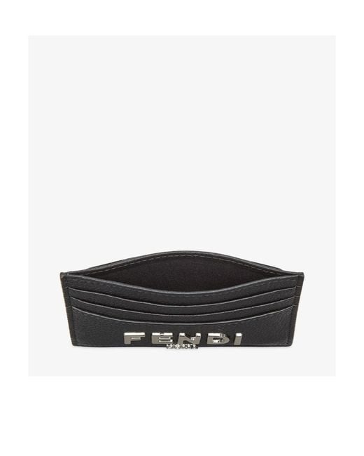 Fendi Black Logo Plaque Signature Card Holder for men