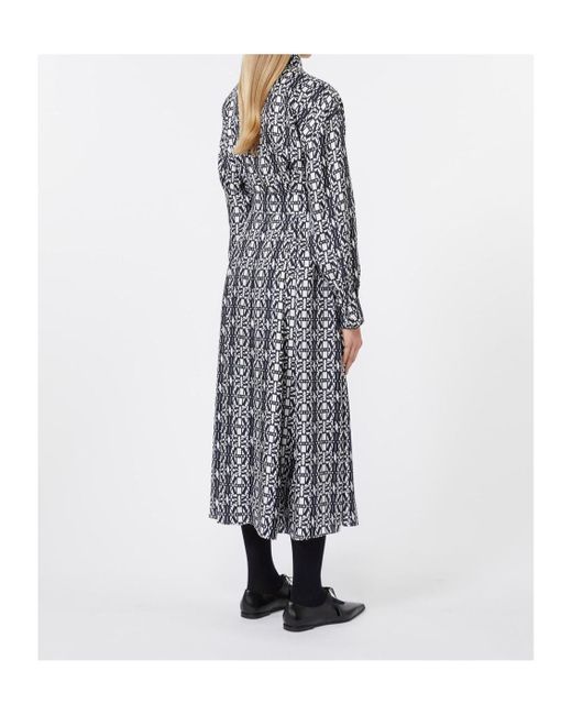 Max Mara Gray Esploso Patterned Long-Sleeve Shirt Dress