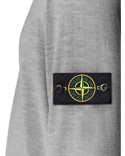 Stone Island Gray Logo-Patch Crew Neck Sweater for men