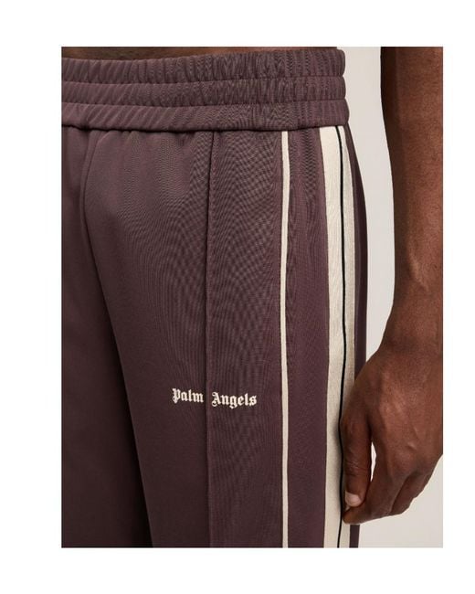 Palm Angels Brown Logo Stripe Track Pants for men