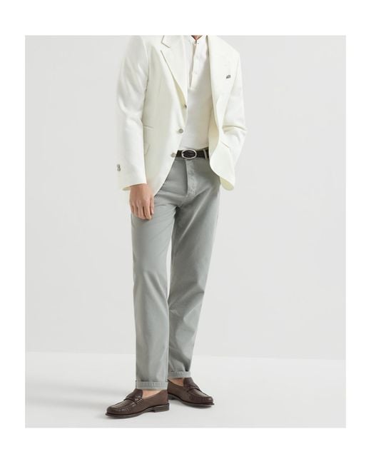 Brunello Cucinelli Gray Garment-Dyed Five-Pocket Trousers for men