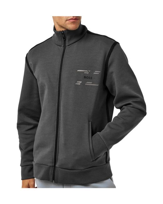 Boss Gray Standcollar Fullzip Track Jacket for men