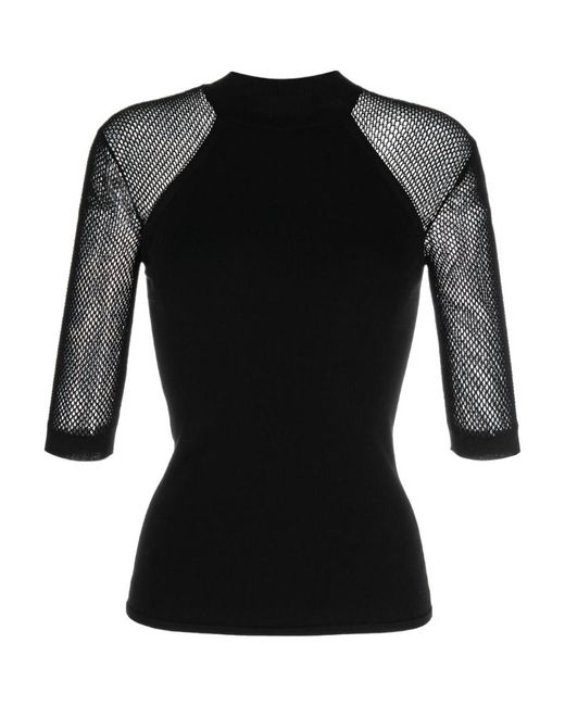 Stella McCartney Black Mesh Stitching Knitted Blouse