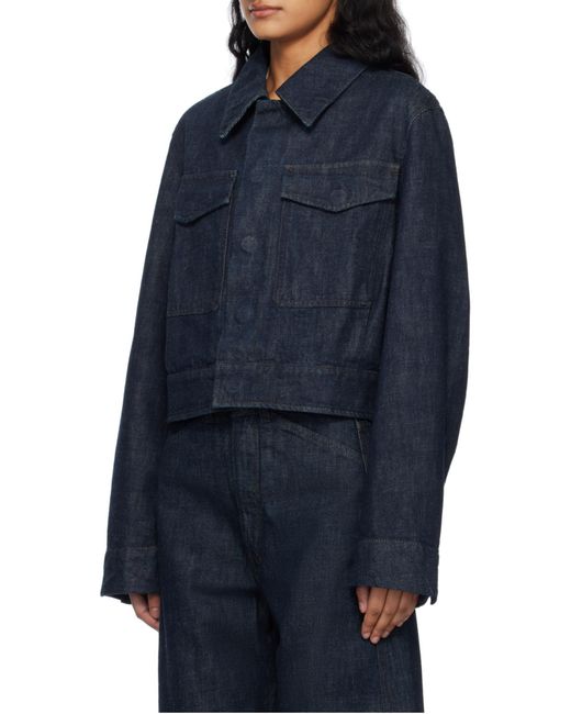 Lemaire Blue Long Sleeved Cropped Jacket