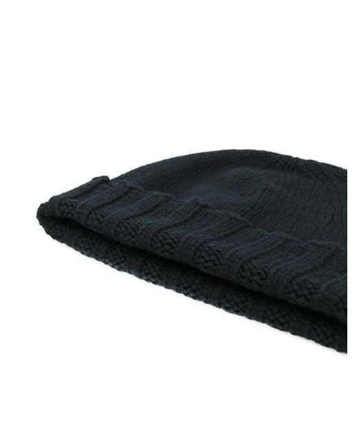 Drumohr Black Ribbed Knit Hat for men