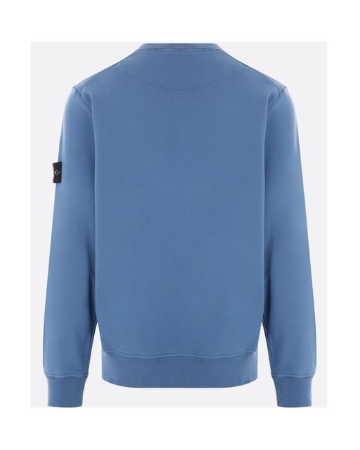Stone Island Blue Logo Patch Crewneck Sweatshirt for men