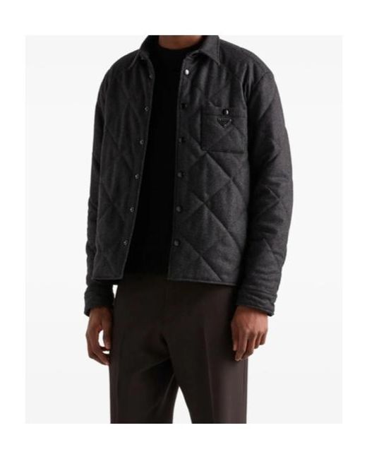 Prada Black Padded Cashmere Shirt for men