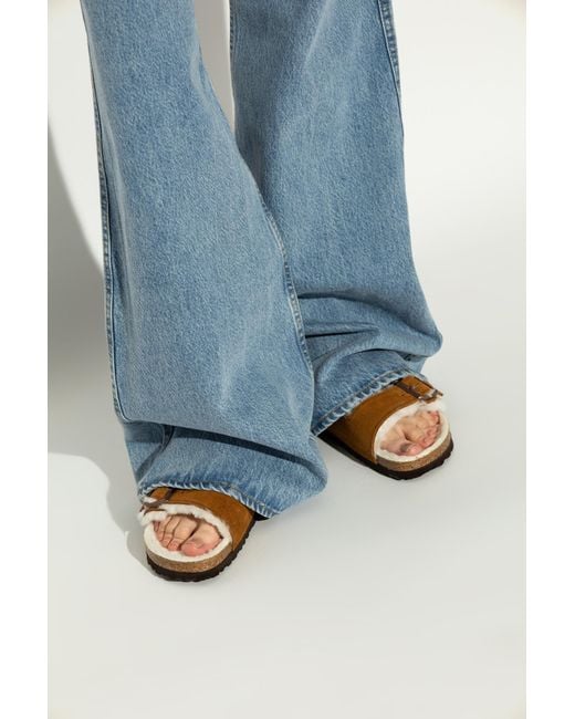 Birkenstock Brown Milano Shearling Buckled Sandals