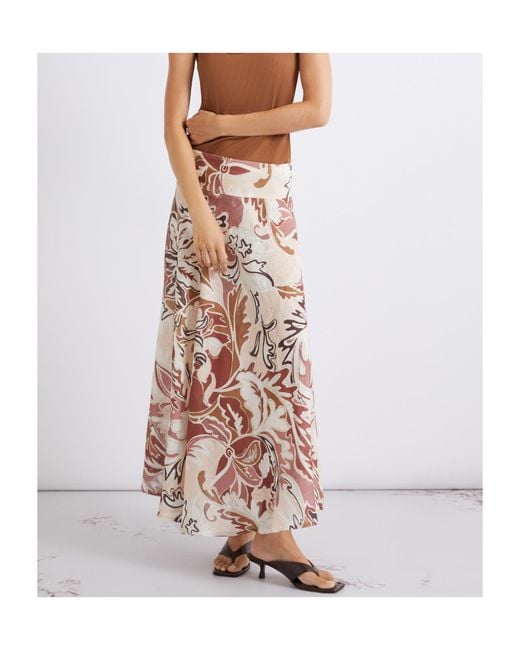 Marella White Printed Linen Skirt