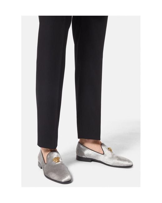 Versace White Medusa-Head Slip-On Loafers for men
