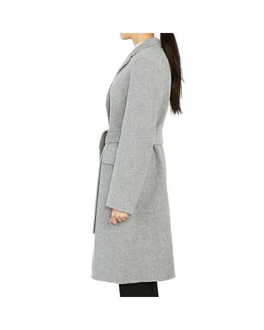 Theory Gray Belted Wool Coat