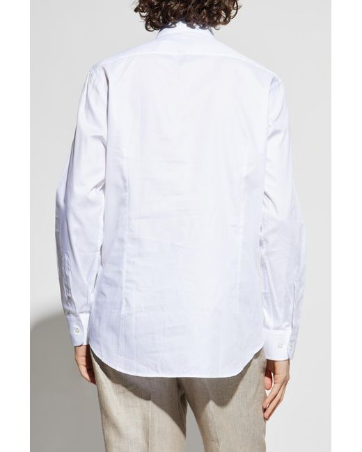 Etro White Logo Embroidered Long-Sleeved Shirt for men