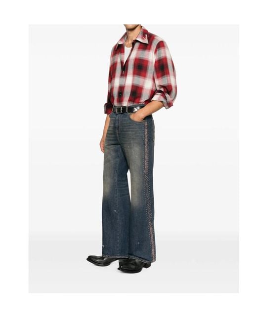 Amiri Red Checked Button-Up Shirt for men