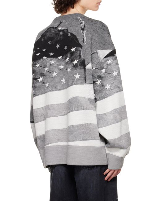 Palm Angels Gray Star Printed Crewneck Sweatshirt for men