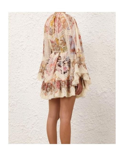 Zimmermann Multicolor Daylight Flutter Spliced Print Dress