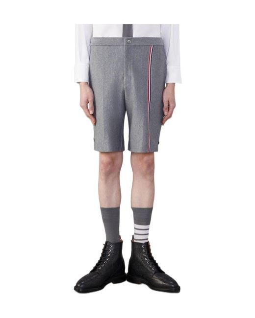 Thom Browne Black Rwb-Stripe Cotton Shorts for men