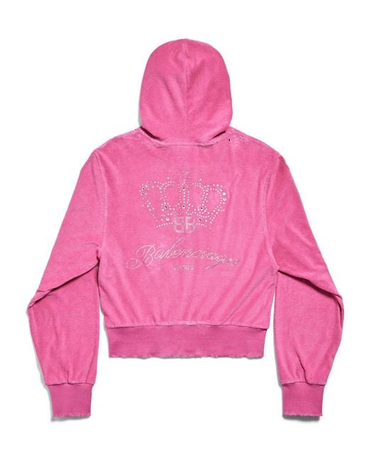 Balenciaga Pink Logo Embellished Zip-Up Jacket