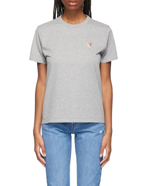 Maison Kitsuné Gray Fox Embroidery T-Shirt