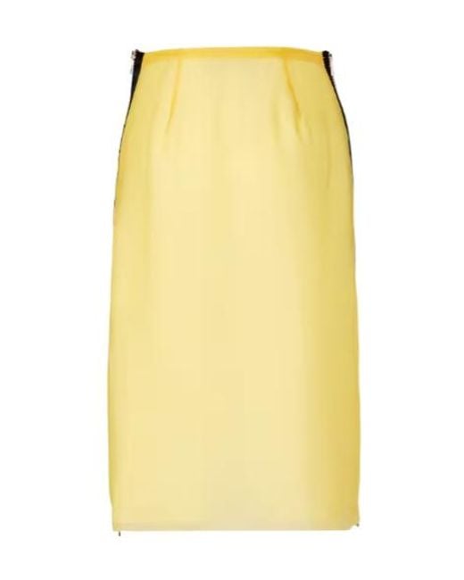 Fendi Yellow Floral Cut-Out Zip-Detailed Midi Skirt