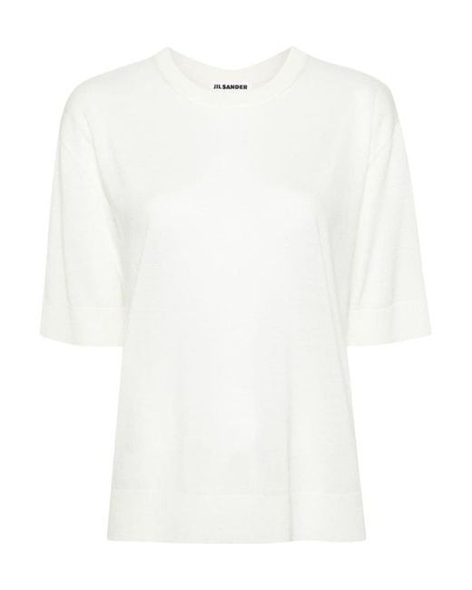 Jil Sander White Crewneck Knitted T-Shirt