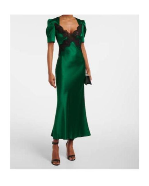 Rebecca Vallance Green Charelle Silk Saten Slip Dress