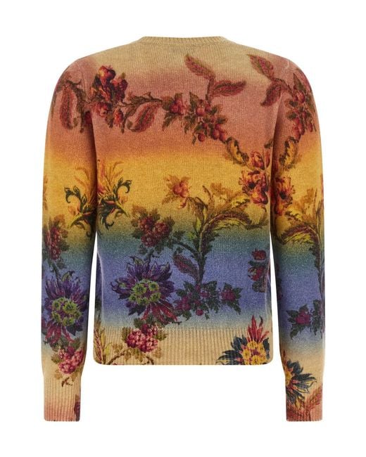 Etro Blue Floral Pattern Sweater