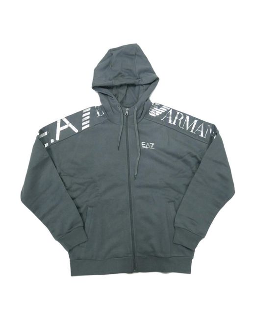 EA7 Gray Hooded Zipper Sweater for men