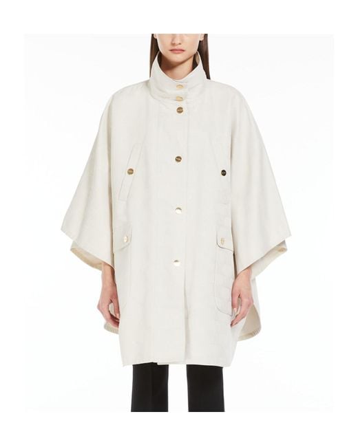 Max Mara White Monogrammed Button-Up Coat