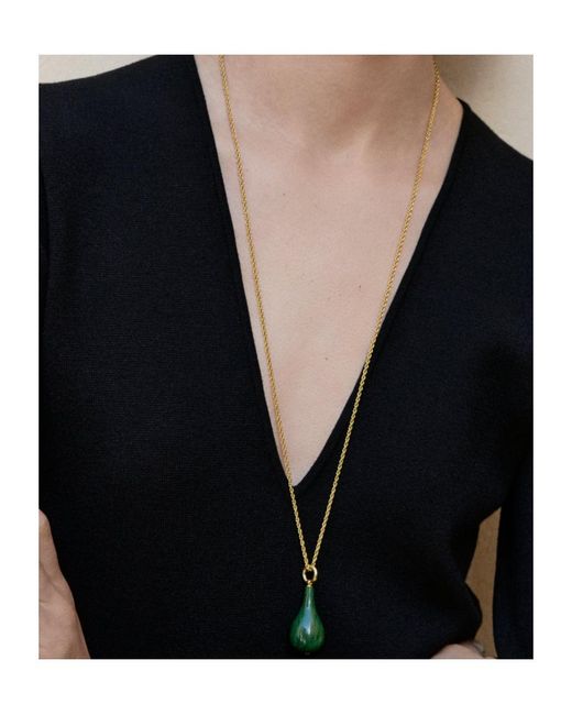 Totême  White Jade Drop-Pendant Necklace