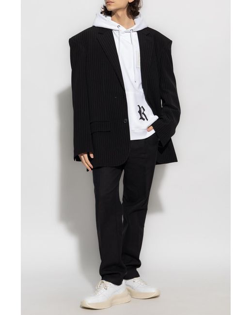 Raf Simons White Logo Patch Hoodie for men