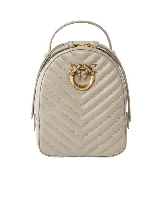 Pinko Gray Love Click Matelassé Backpack