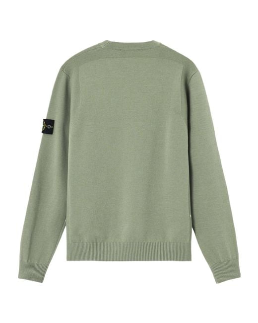 Stone Island Green Crewneck Jumper With Reverse Stitch Details for men
