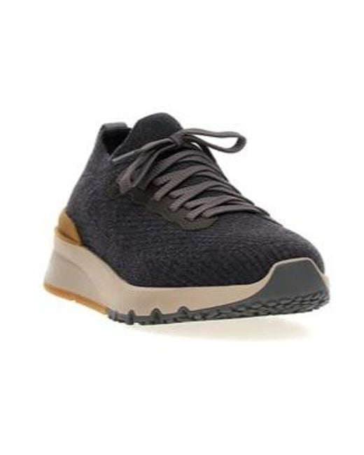 Brunello Cucinelli Blue Knitted Sock Sneakers for men
