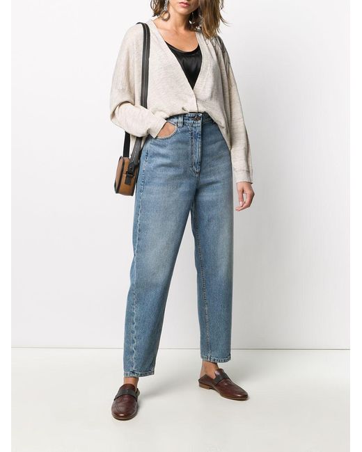 Brunello Cucinelli Blue Mid-Rise Mom Jeans